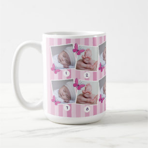 Mug Premiers 12 mois Photo de bébé Collage Papillon ro