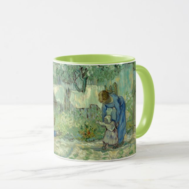 Mug Premiers pas, après Millet par Vincent Van Gogh (Devant droit)