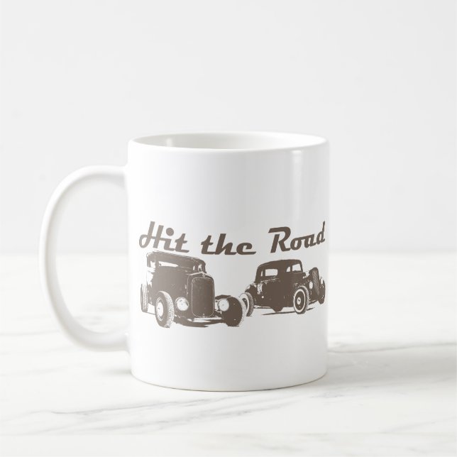 Mug Prendre la route - Hot Rods brun plat (Gauche)