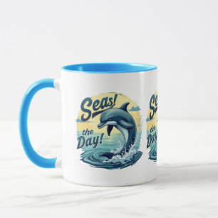 Mug Prenez la Mer Rétro Dauphin Esthétique Océanique
