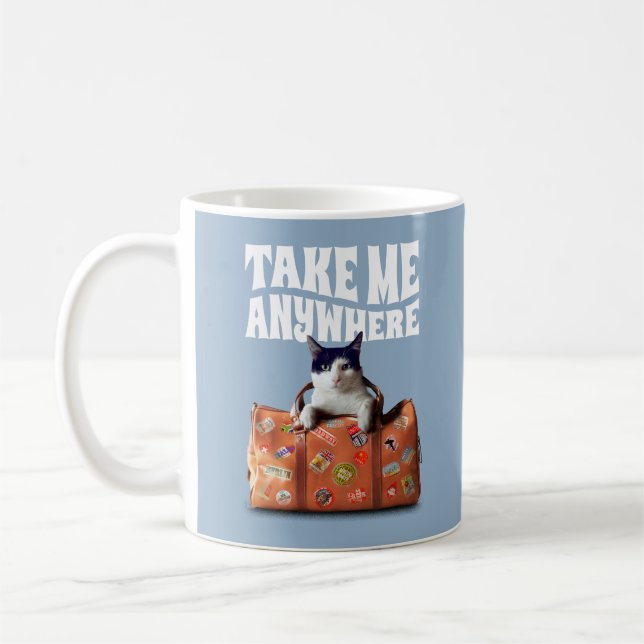 MUG PRENEZ-MOI N'IMPORTE OÙ CHAT SUITCASE VOYAGE (Gauche)
