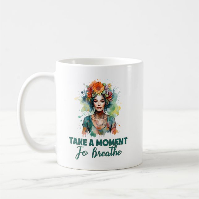 Mug Prenez un moment pour respirer Zen Flowers Yoga Gi (Gauche)