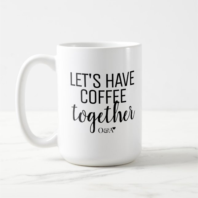 Mug Prenons un café ensemble | Couple Monogramme Noir (Gauche)