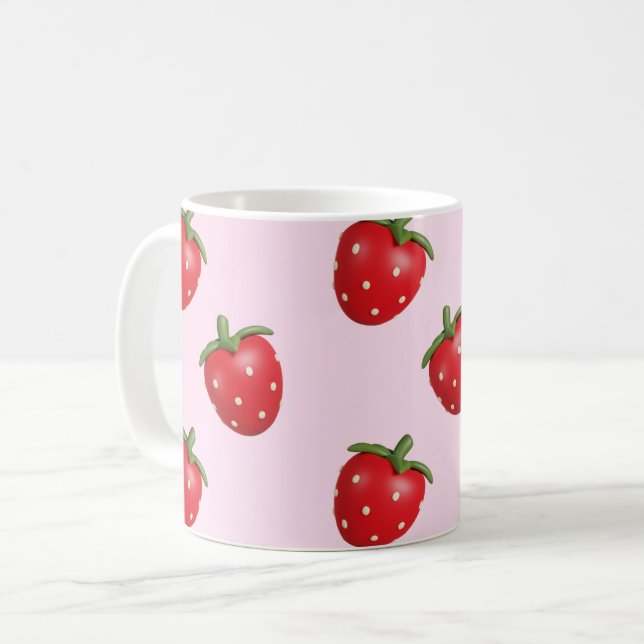 Mug Preppy Strawberry Girl Coquette Canne rose cadeau (Devant gauche)