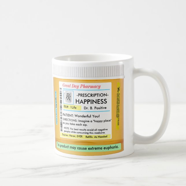 Mug Prescription heureuse de RX CustomizeABLEs (Droite)
