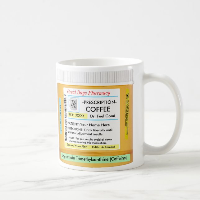 Mug Prescription RX de CustomizeABLEs de café (Droite)