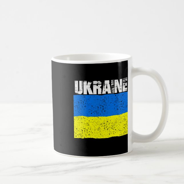 Mug Présentoir de drapeau ukrainien vintage en détress (Droite)