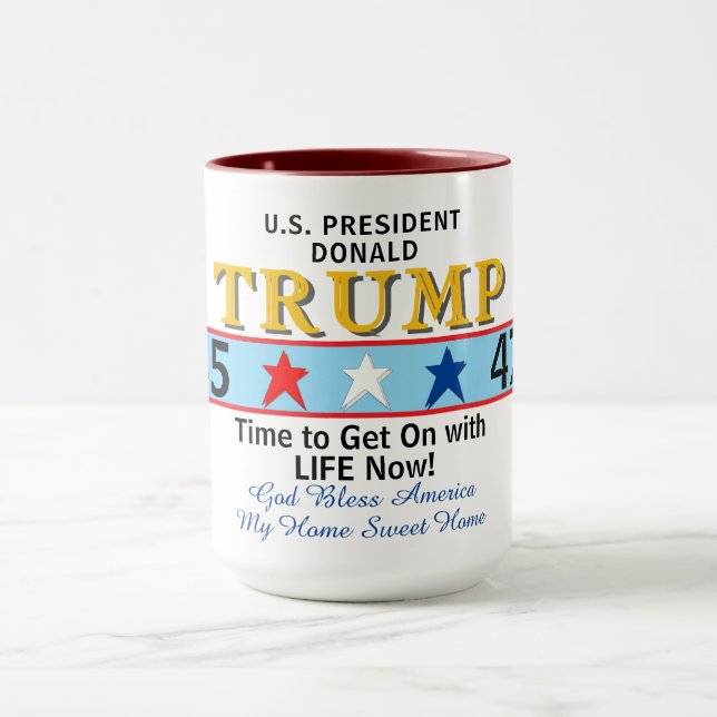 Mug Président Trump 45 47 Dieu bénisse l'Amérique (Centre)
