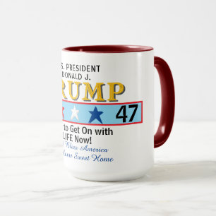 Mug Président Trump 45 47 Géométrique Rouge Blanc Bleu
