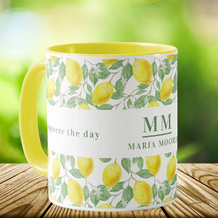 Mug Presser le jour citrons monogrammé