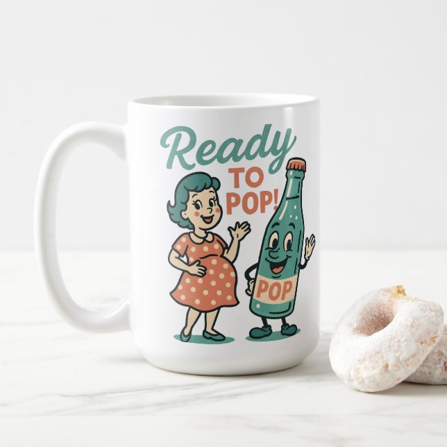 Mug Prête à Accoucher Rétro Fête de Maternité des Anné (Avec donut)