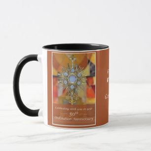 Mug Prêtre 50e Ordination Anniversaire Monstrance Hôte