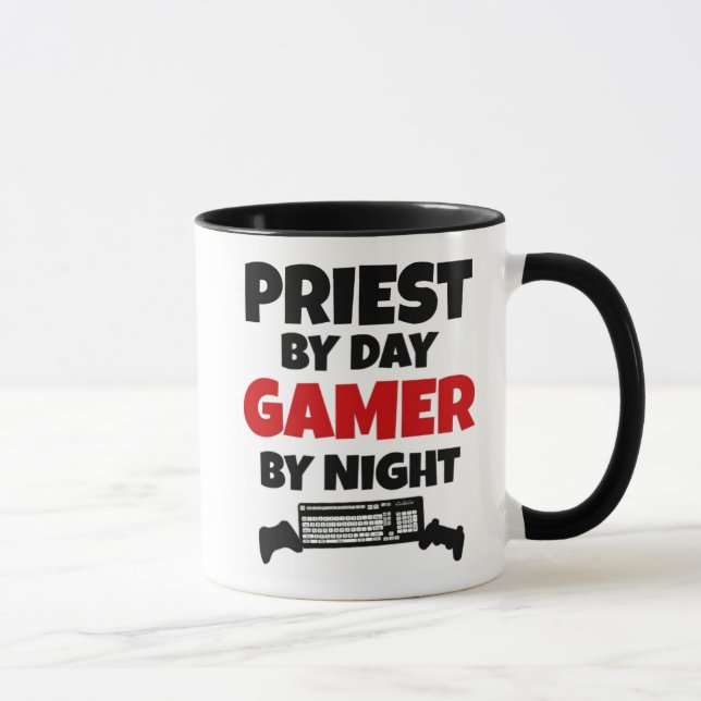 Mug Prêtre aime jouer aux jeux vidéo (Droite)