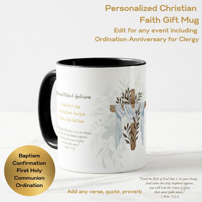 Mug Prêtre nouvellement ordonné Pasteur Deacon Ministr (Créateur téléchargé)