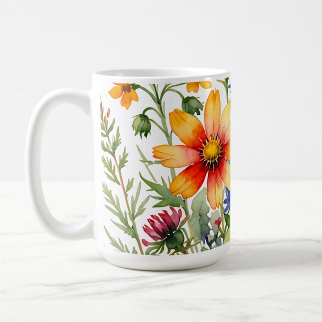 Mug Pretty colorful wildflowers  watercolor painting (Gauche)