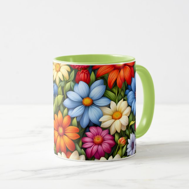 Mug Pretty Flowers, Brightly Colored, (Devant droit)