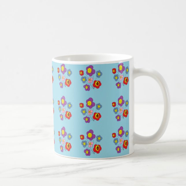 Mug Pretty Ladybug and Flowers Light Blue Pattern (Droite)