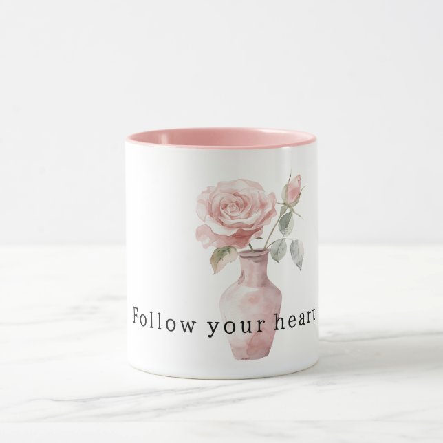 Mug Pretty Pink Rose Flowers in Vase (Centre)