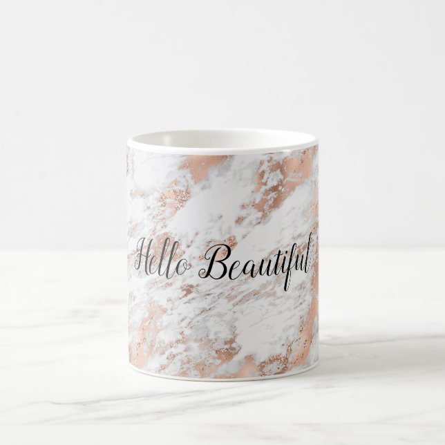 Mug Pretty Rose Gold White Glitzy Marble (Centre)