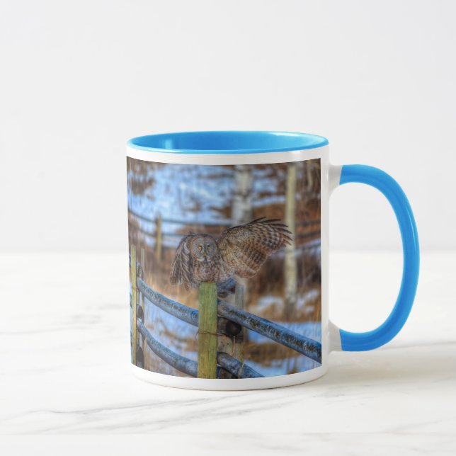 Mug Prévenir la grande chouette grise et le raptor de  (Droite)