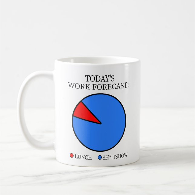 Mug Prévisions de travail d'aujourd'hui humour sarcast (Gauche)