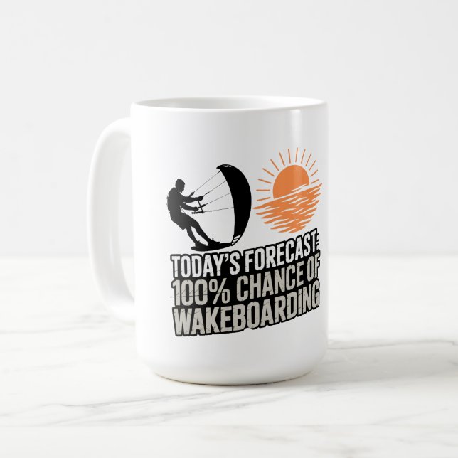 Mug Prévisions de wakeboarding d'aujourd'hui 100% de c (Devant gauche)