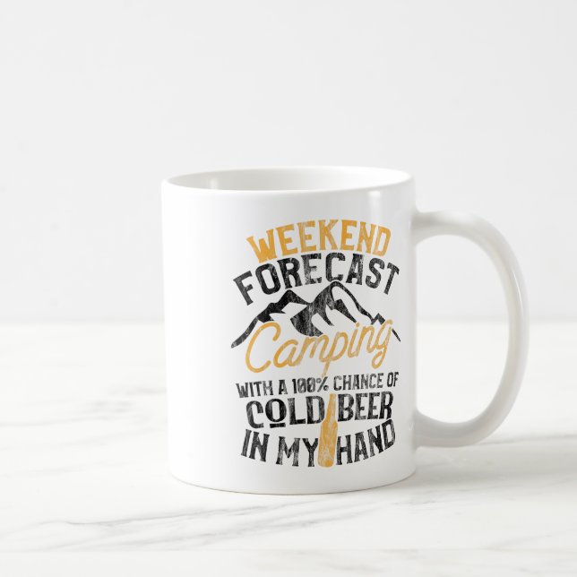 Mug Prévisions de week-end de camping drôle 100% de ch (Droite)