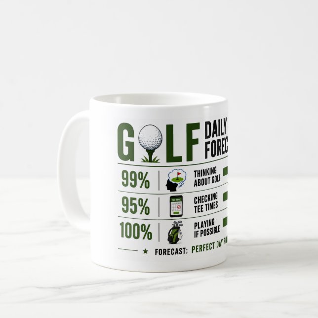 Mug Prévisions météo dicton drôle de golf  (Devant gauche)