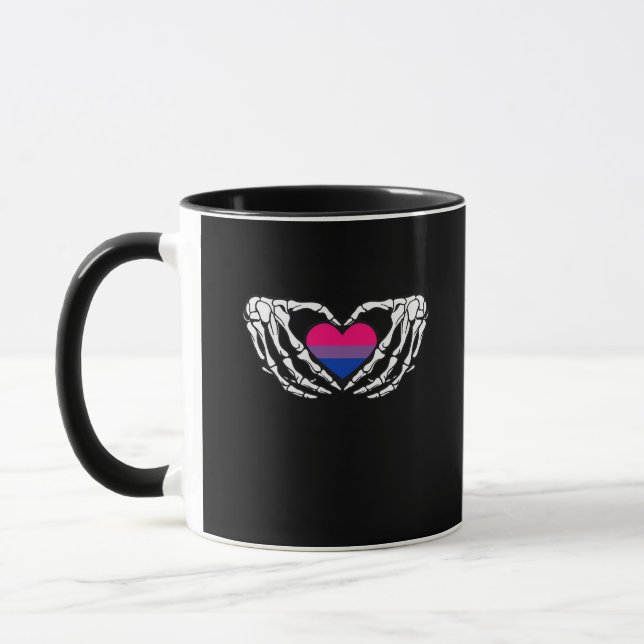 Mug Pride Bisexuelle Squelette Halloween Bi Goth Coeur (Gauche)