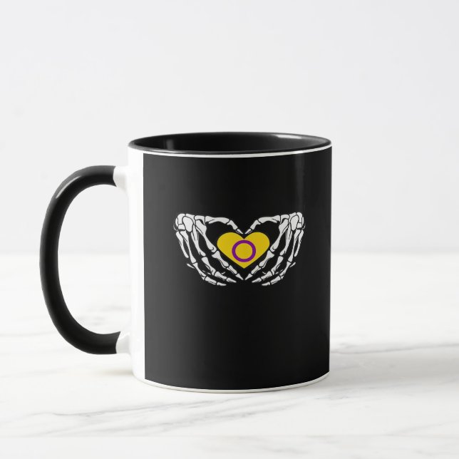 Mug Pride Intersex Skeleton Halloween Goth Heart Class (Gauche)