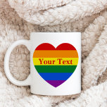 Mug Pride LGBTQ Rainbow Heart drapeau Texte personnali<br><div class="desc">Ajoutez votre texte et créez facilement votre tasse de café orgueil personnalisée. Cliquez sur PERSONNALISER ULTÉRIEUR pour modifier la couleur ou la police du texte. Vous pouvez TRANSFÉRER ce DESIGN sur d'autres produits Zazzle et l'ajuster à la plupart des articles Zazzle. Vous pouvez également cliquer sur le bouton PERSONNALISER pour...</div>