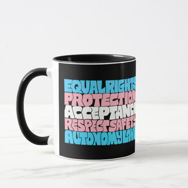 Mug PRIDE Trans droits mot art drapeau LGBT offre cade (Gauche)