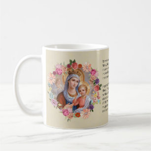 Mug Prière bénie de Memorare de roses de Vierge Marie