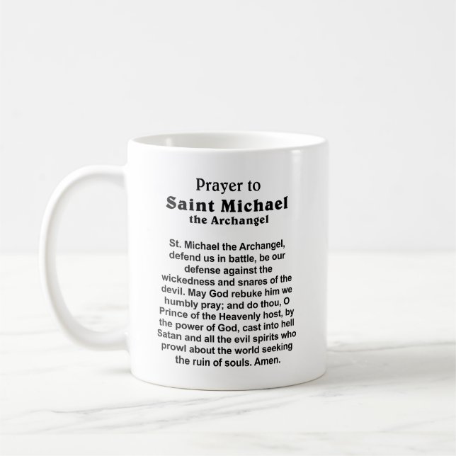 Mug Prière catholique pour la protection et le courage (Gauche)