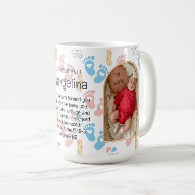 Mug Prière chrétienne pour bébé personnalisée (Devant droit)