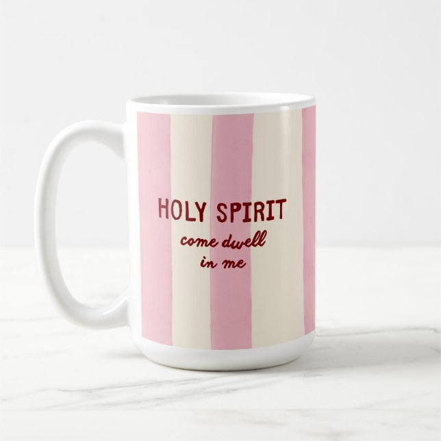 Mug Prière de l'Esprit Saint Culte Rayure Rose Lettre (Gauche)