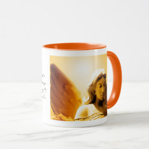 Mug Prière de sérénité Ange jaune or orange coloré