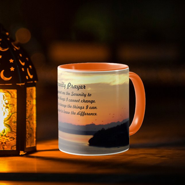 Mug Prière de sérénité Coucher de soleil sur la mer or (In Situ Candle)