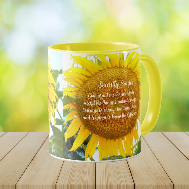 Mug Prière de sérénité Fleur de tournesol jaune Floral (In Situ Table)