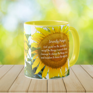 Mug Prière de sérénité inspirante Tournesol jaune