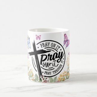 Mug Prière florale dessus, par-dessus, à travers
