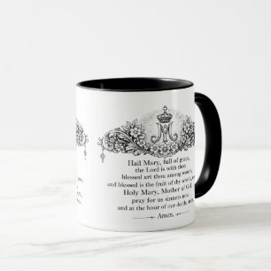 Mug Prière Je vous salue Marie en anglais et latin cat