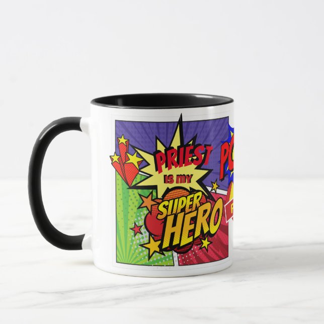 Mug PRIEST Est Mon SUPERHERO Personnalisé COMIC HERO (Gauche)