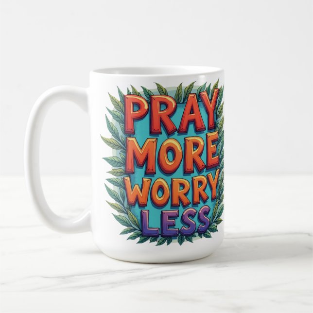 Mug Priez Plus Inquiétez Moins 2 (couleur) (Gauche)