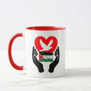 Mug Priez pour la paix en Palestine Peace Dove Heart