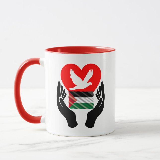 Mug Priez pour la paix en Palestine | Peace Dove Heart (Gauche)