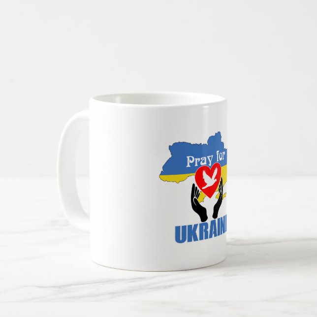 Mug Priez pour l'Ukraine - Paix et Amour (Devant gauche)