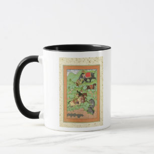 Mug Princes de Rajput chassant des ours ; un mahout et