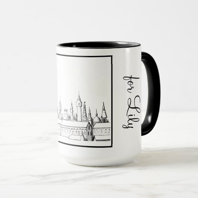 Mug Princess Castle noir et blanc #2 Ringer 15oz (Devant droit)