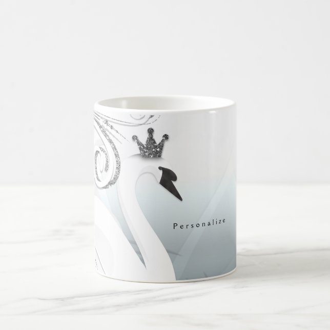 Mug Princesse Cygne Argent & Blanc Tourbillon Chic Con (Centre)